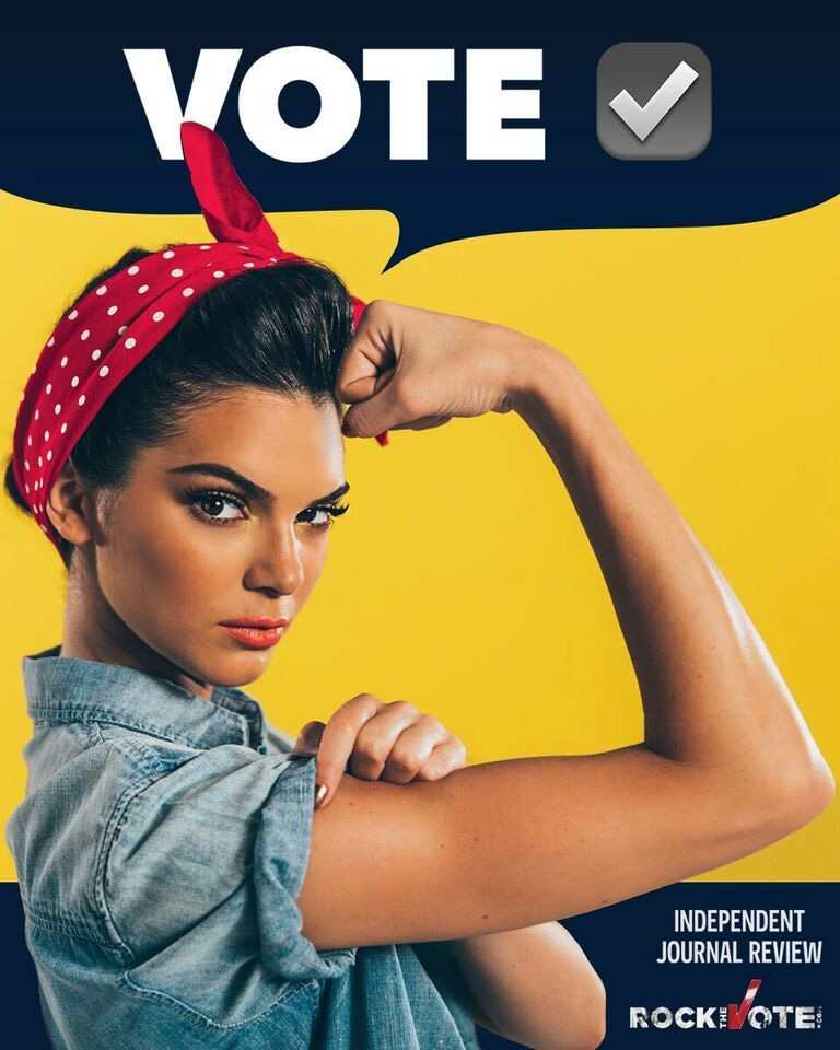 Kendall Jenner en un poster promocional de la campaña 'Rock the vote', que incita al voto entre los más jóvenes.