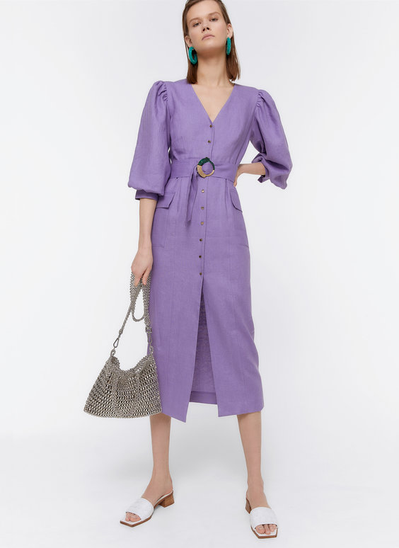El vestido con el que nos imaginamos cuando salgamos lila y de Uterqüe Shopping | S Moda EL