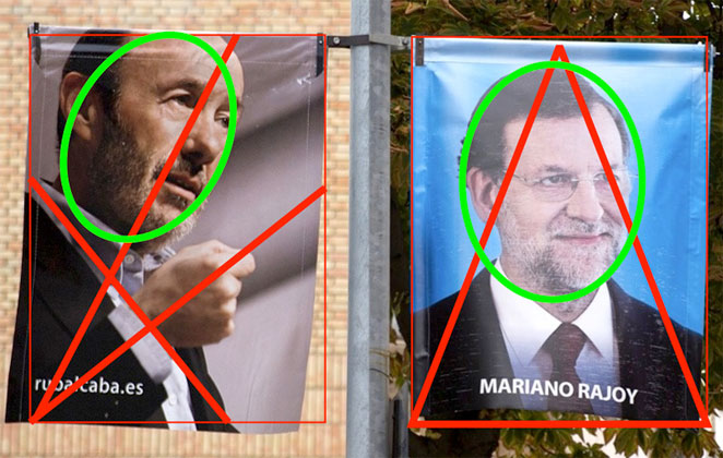 Esquema de las fotos de Rubalcaba y Rajoy