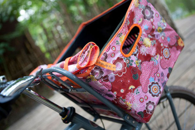 Electra cesta de bicicleta depósito Pink manillar pastos bolsa de compras uso de tela 